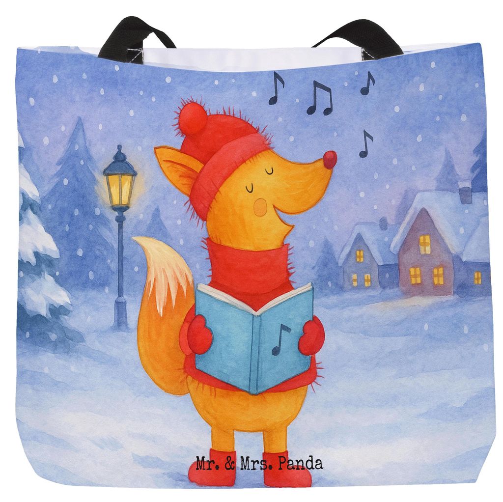 Mr. & Mrs. Panda Einkaufstasche Fuchs Sänger Design - Weiß - Geschenk, Weihnachtslieder, Winter, Laptoptasche, Schultasche, Singen, Weihnachten, ...