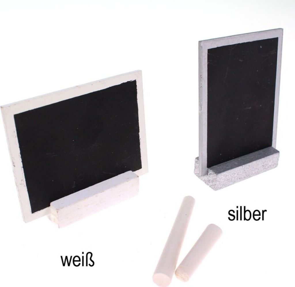 Tischkarte Platzkarte Tafel 9x7cm Fuß weiß o silber Hochzeit Taufe Kommunion, Farbe:silber
