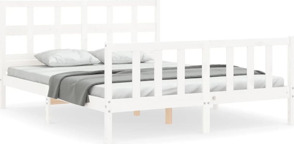 vidaXL Massivholzbett ohne Matratze Weiß 160x200 Kiefernholz