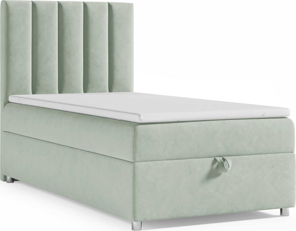 Best for Home Boxspringbett mit Bettkasten Trinity K10-SINGLE 90x200 Bonellfederkern inkl. Topper - Mintgrun