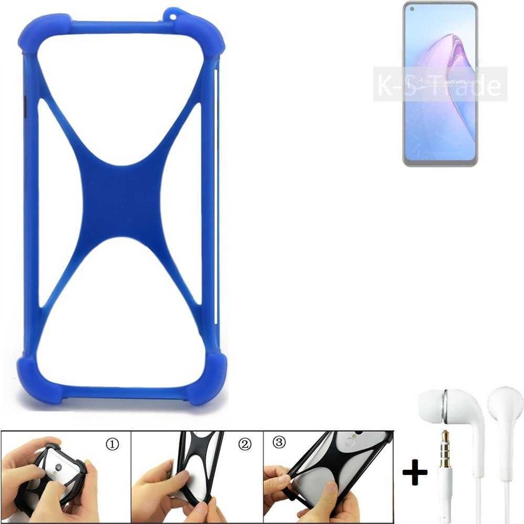 Handy Hülle kompatibel mit Oppo Reno8 4G Bumper Schutzhülle Silikon Schutz Hülle Cover Case Silikoncase Silikonbumper TPU Softcase Smartphone, Blau