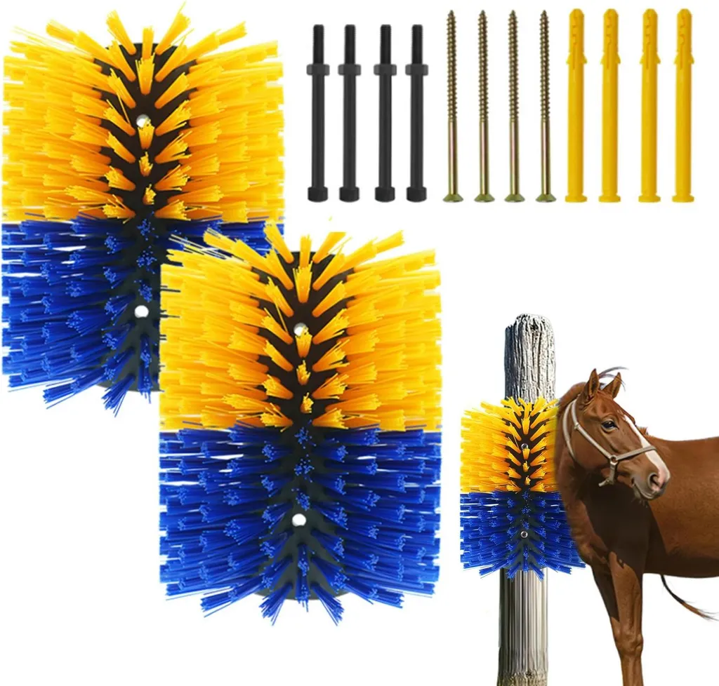 Brosse à picots pour vaches et chevaux - Lot de 2 rouleaux blancs - 50cm