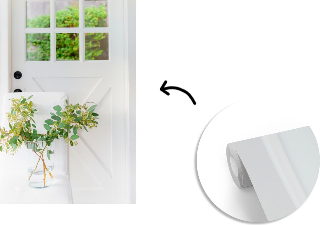 MuchoWow Fototapete für Wohnzimmer oder Schlafzimmer Wandtapete Vinyl Motivtapete Eukalyptuszweige in einer Vase auf der Küchentheke - 190x280 ...