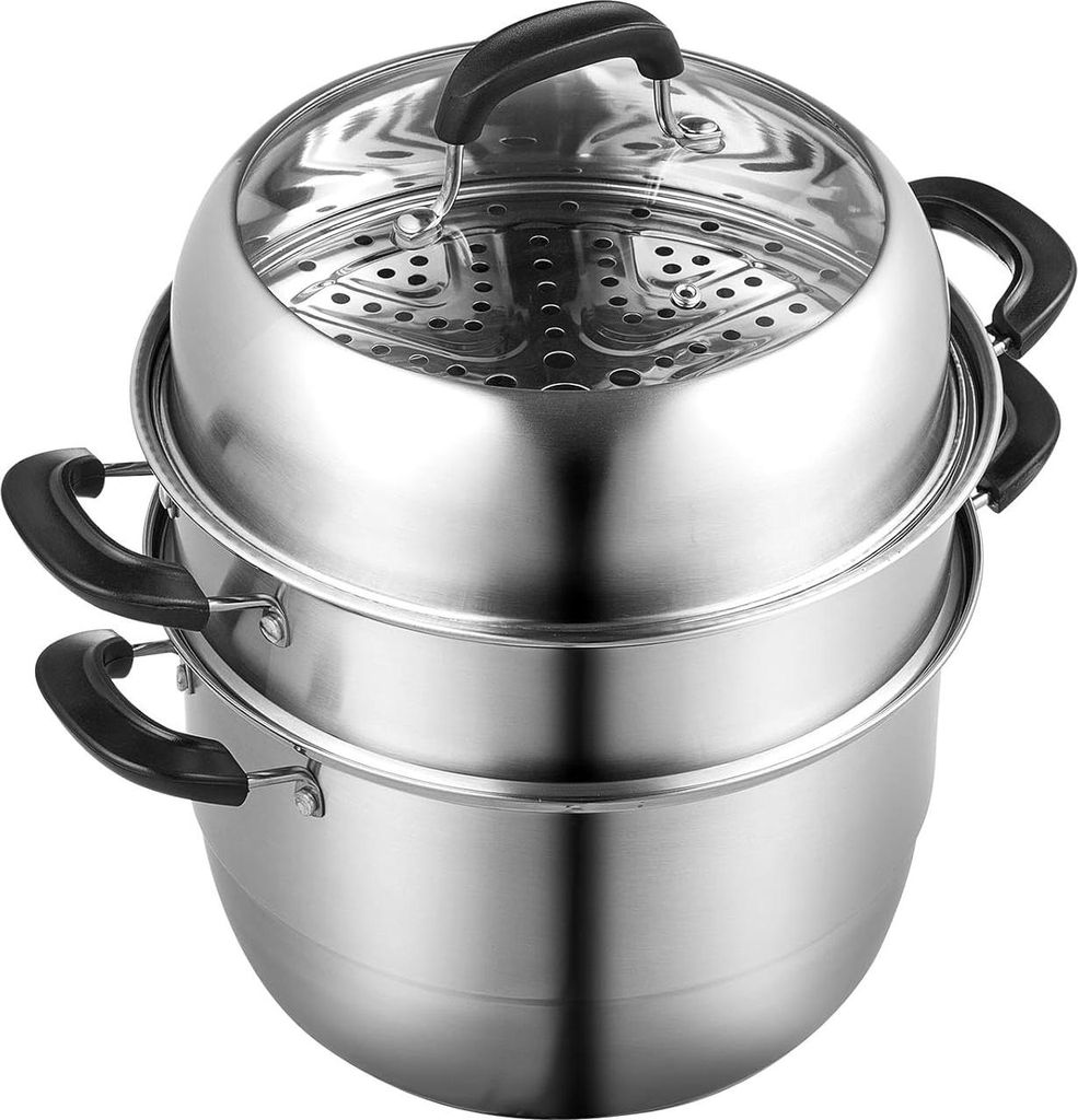 Dampfkocher 3 Etagen, 28cm, 8L Topf, Edelstahl, Allherde Produktbild 