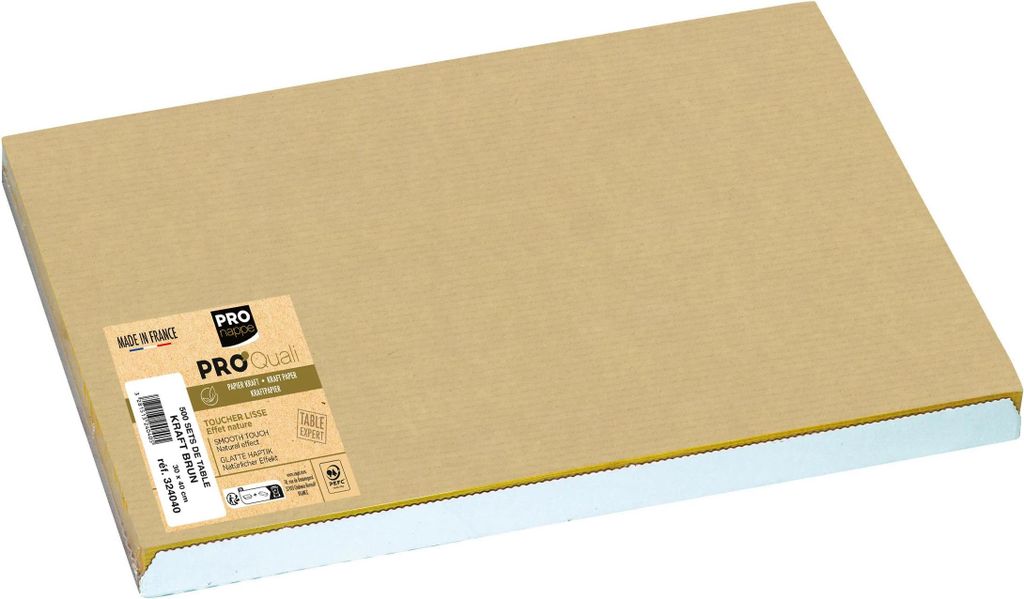 Pronappe 4x 500 Tischsets, Papier Tiss Lack, Kraft 30x40cm Kraft 324040I