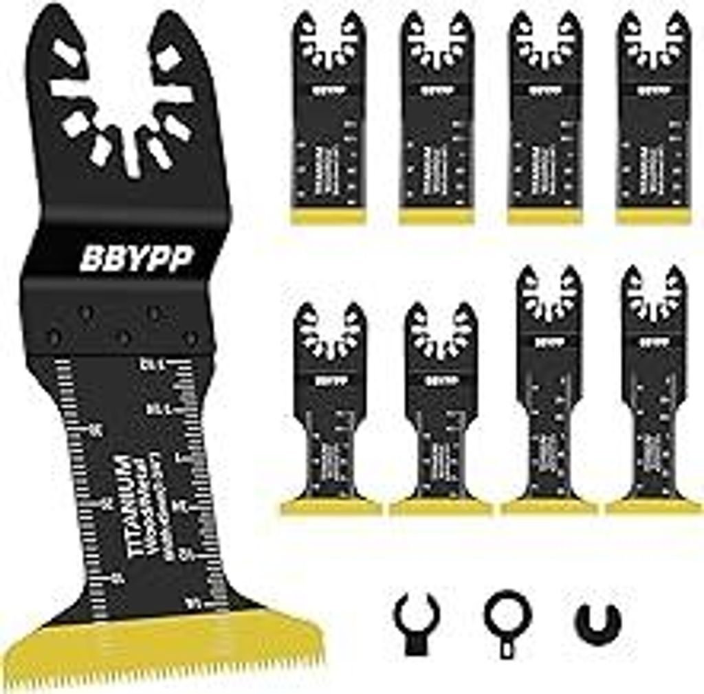 8tlg Multitool Sägeblätter Metall (3Arten von 8tlg), Titanbeschichtung Multifunktionswerkzeug Zubehör, Fein Zubehör Für Metall, Nägel, Schra...