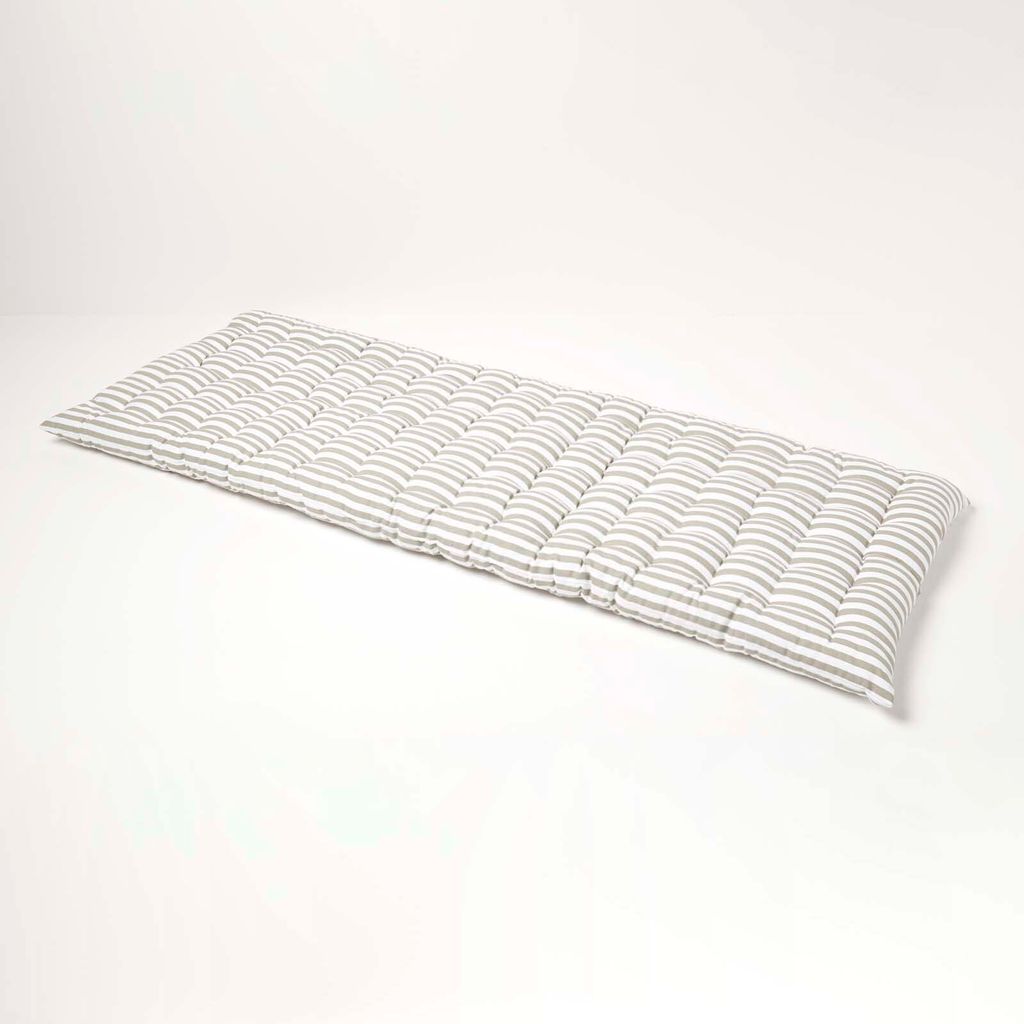 HOMESCAPES 3-Sitzer Bankauflage mit Streifen, 100% Baumwolle, grau
