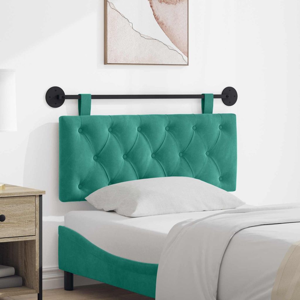 Hängevorderseite - VIDAXL - Bettkopfteil - Wandmontiert Türkis 110 x 55 x 7 cm Samt