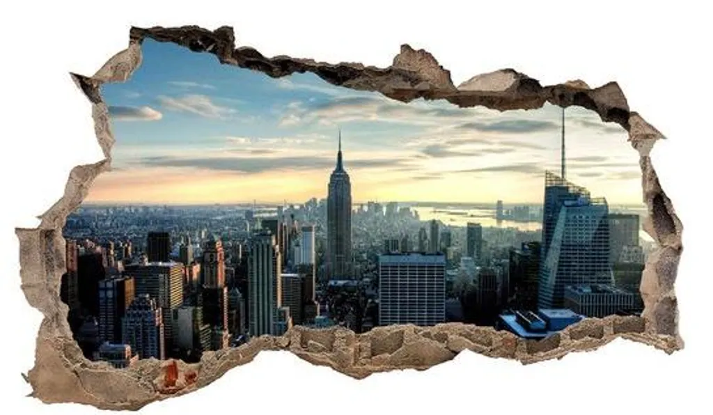 Décoration murale paysage New York, autocollant mural XXL 60x100 cm