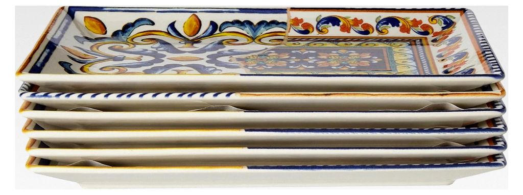 Positano Set mit 6 rechteckigen Tellern 25x15, Steinzeug