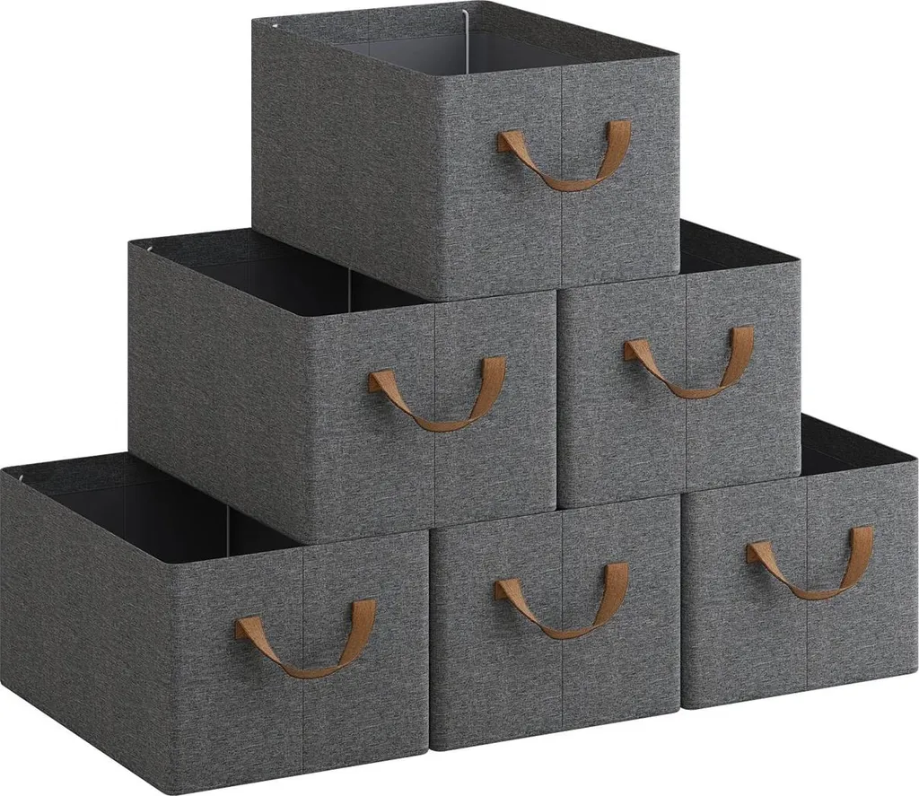 Lot de 6 Caisses Pliantes en Tissu Jaune Taille M - Rangement Modulaire