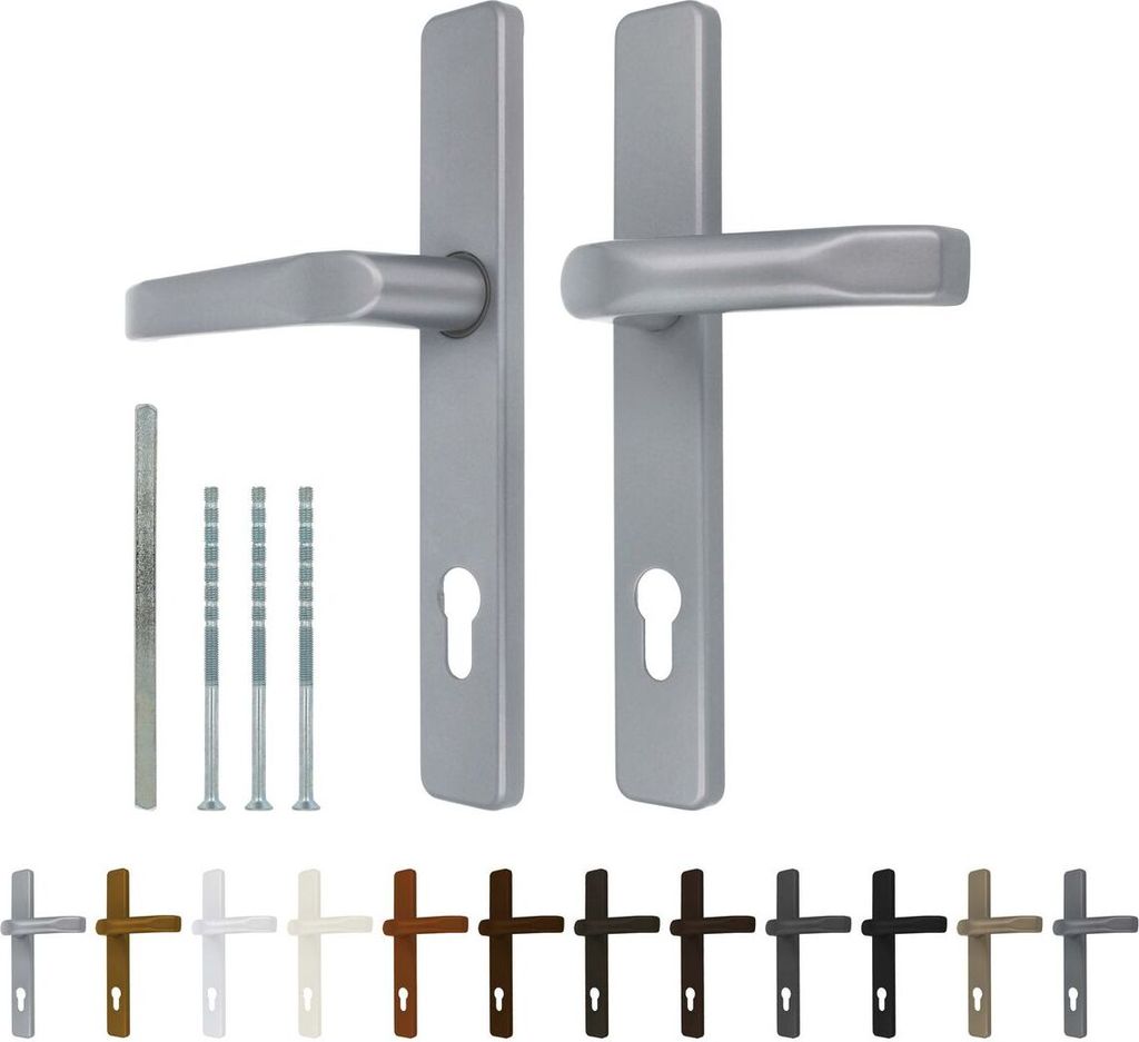 Premium Drückergarnitur Saturn DHS 92mm - Rechteckig - Griff-Griff, Farbe:Dunkelbraun RAL 8077, Schildbreite:36mm