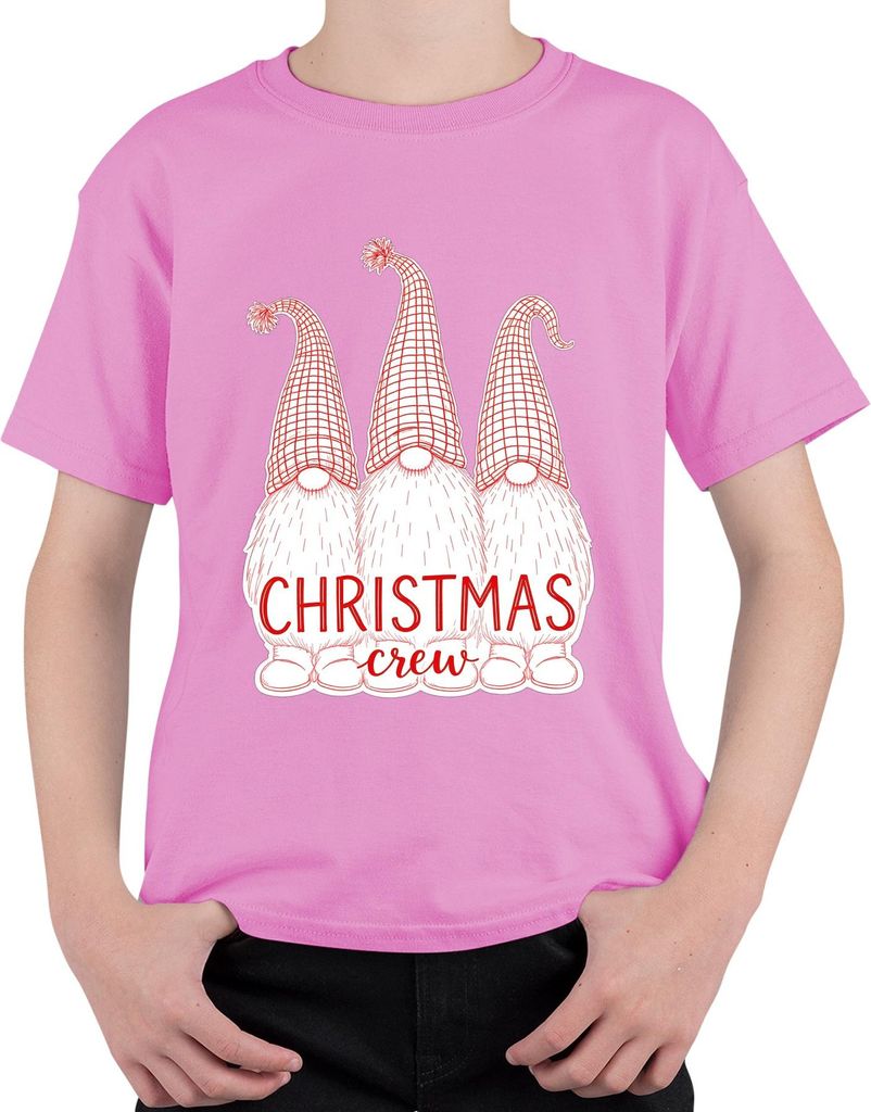 Christmas crew Weihnachtsgnom Gnom Niedlich Skandinavisch Retro Uni Kinder T-Shirt, Pink, 128