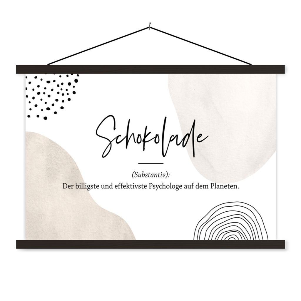 MuchoWow Textilposter Sprichwörter - Schokolade - Zitate - Wörterbuch - Definition Schokolade 60x40 cm mit schwarzem Rahmen - Hölzernes