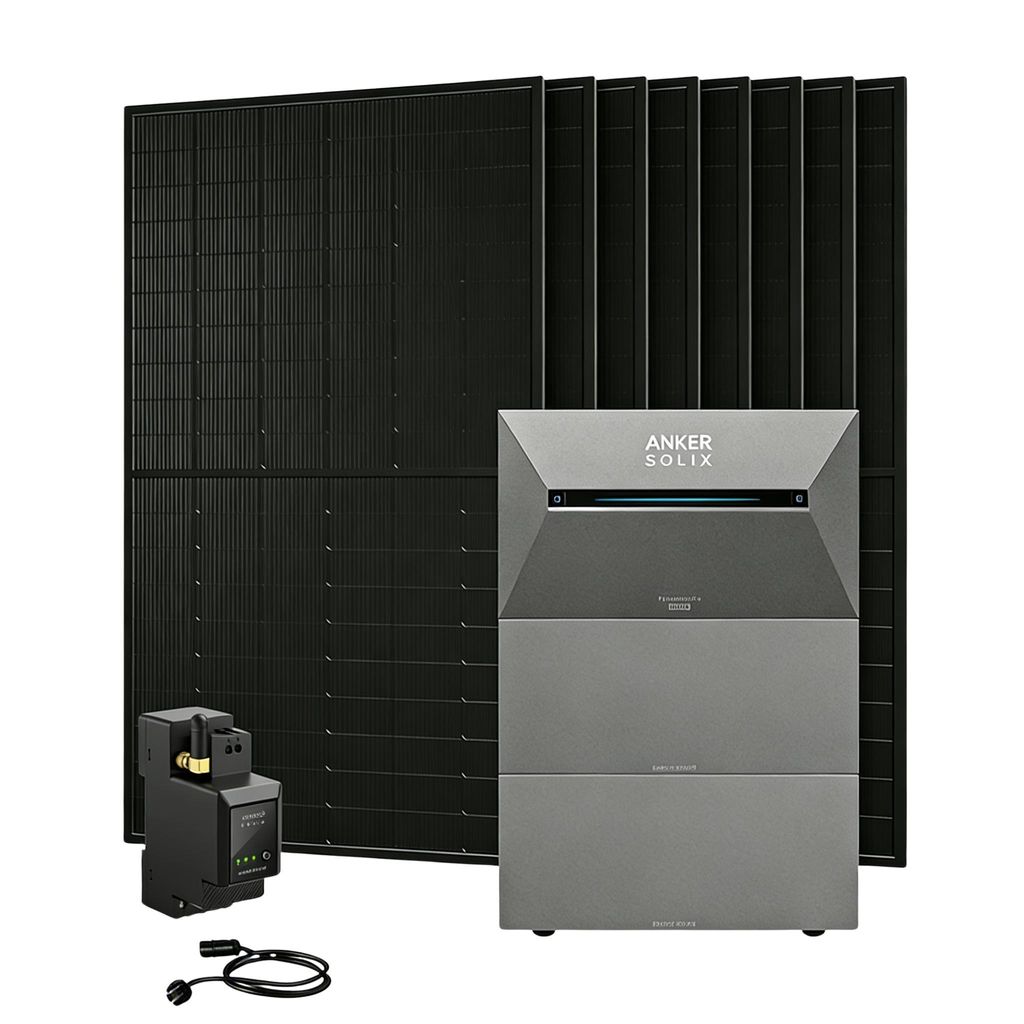 Powerness Balkonkraftwerk mit Speicher,Anker SOLIX Solarbank 3 E2700 Pro Speicher mit 2x BP2700 Erweiterungsakku,8x 500W Module & Smart Meter 0% VAT