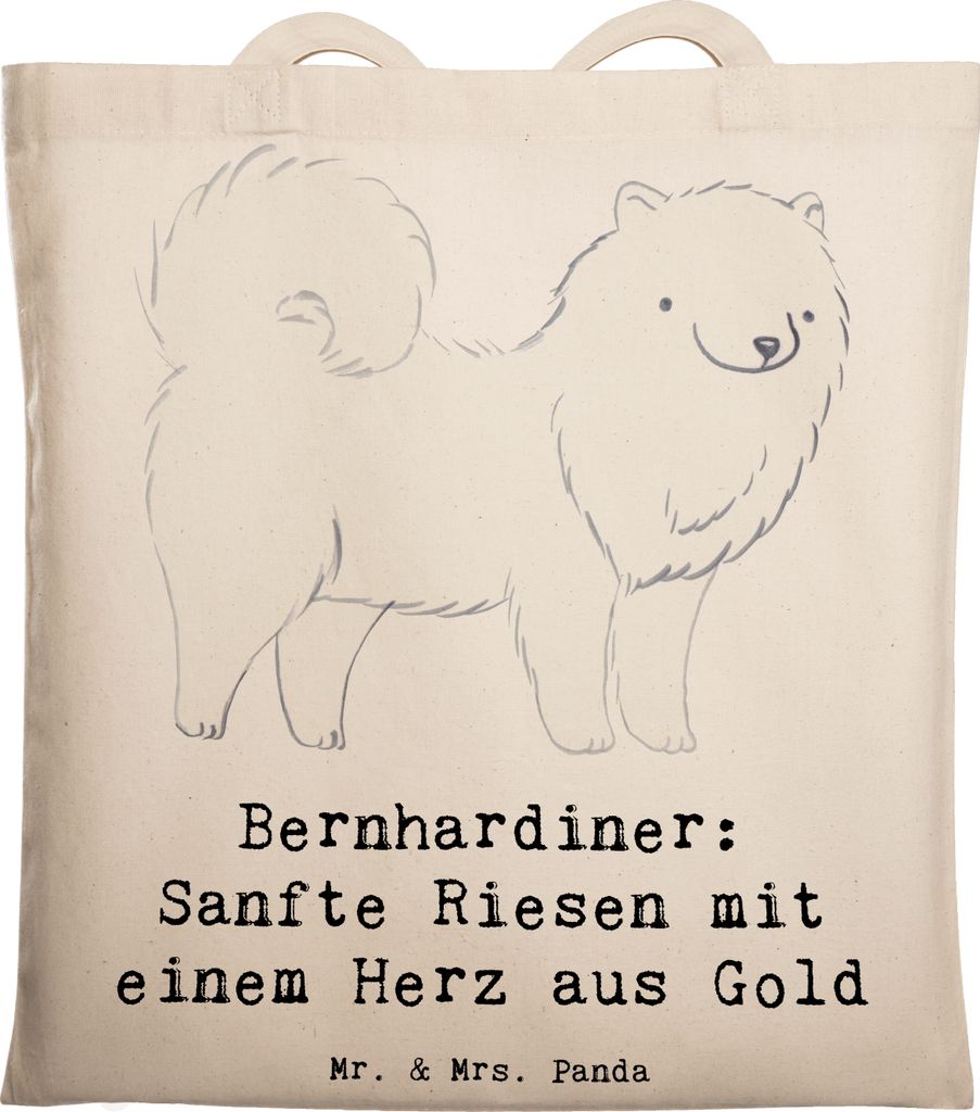 Mr. & Mrs. Panda baumwoll shopper Bernhardiner Herz - Transparent - Geschenk, Laptoptasche, Hunderasse, liebevolle Begleitung, Jutetasche, Hunderas...