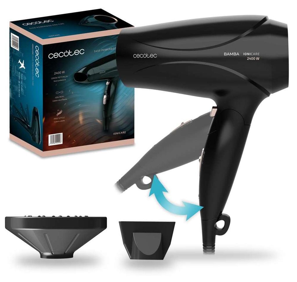 Cecotec Bamba IoniCare 5450 Power&Go Pro Fire, Schwarz, Einfarbig, 2400 W, 1 Stück(e)