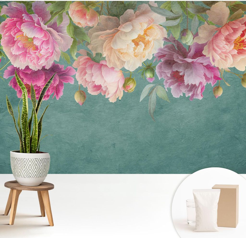 Fototapete - 208x146 cm - Tapete - Wandtapete - Wandbilder - Dekofolie - Tapete Folie - Wand - Dekoration - Wohnzimmer - Florale Eleganz
