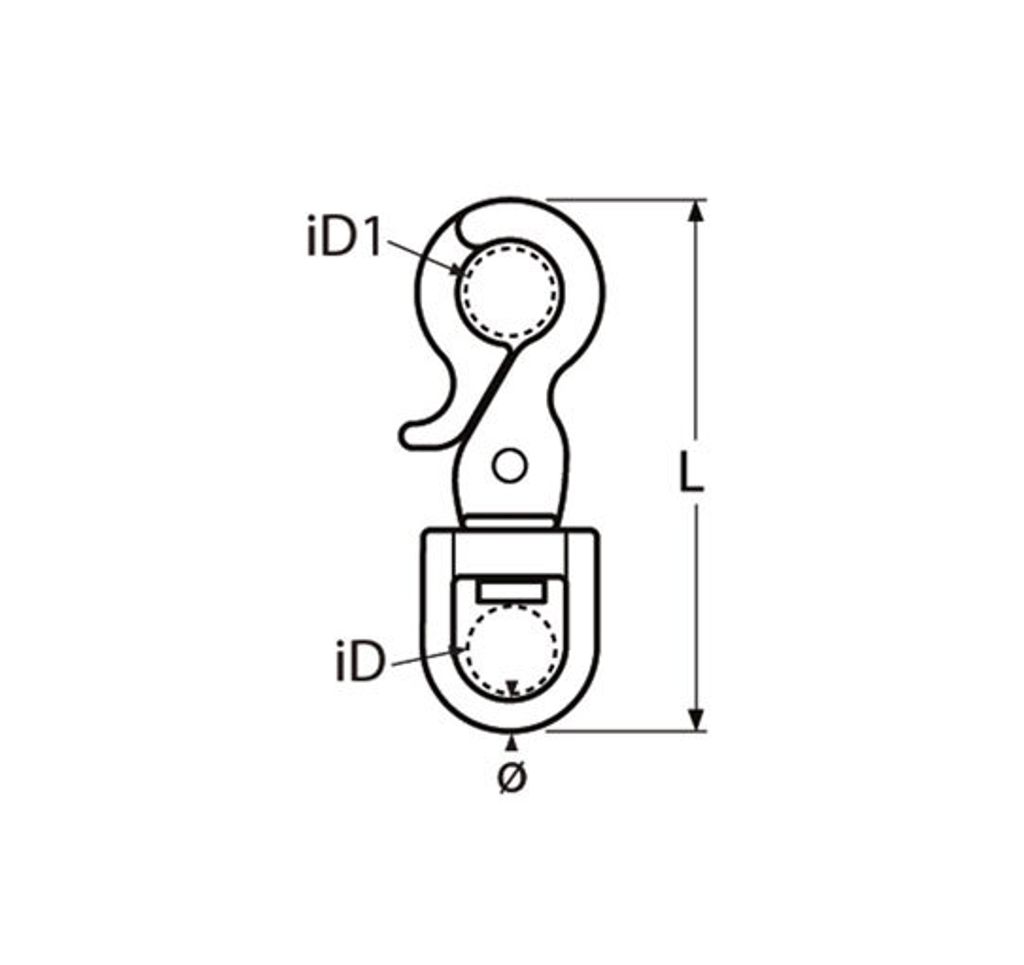 Schnapphaken mit Wirbel 65mm, Edelstahl, A4