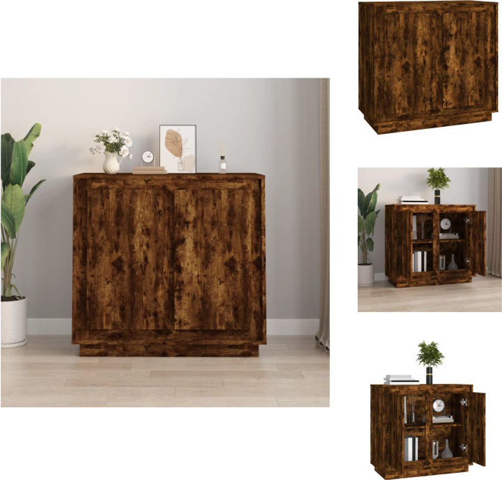 vidaXL Sideboard Räuchereiche 80x34x75 cm Holzwerkstoff - Sideboards
