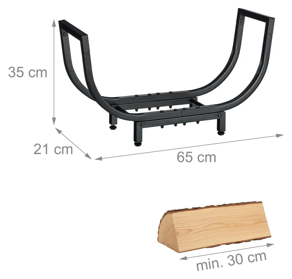 Porte-bûches design en fer forgé - Râtelier bois de cheminée compact - 4