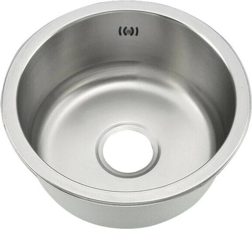 Küchenspüle Edelstahl 201 - Runde Unterbau-Spüle - 41 cm Durchmesser - Einzelbecken - Gebürstete Oberfläche - Ohne Armatur - Silber