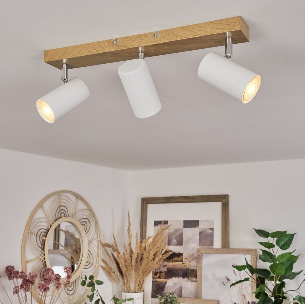 Gambellara »Gambellara« Deckenlampe aus Metall in Weiß/Holzoptik/Chromfarben