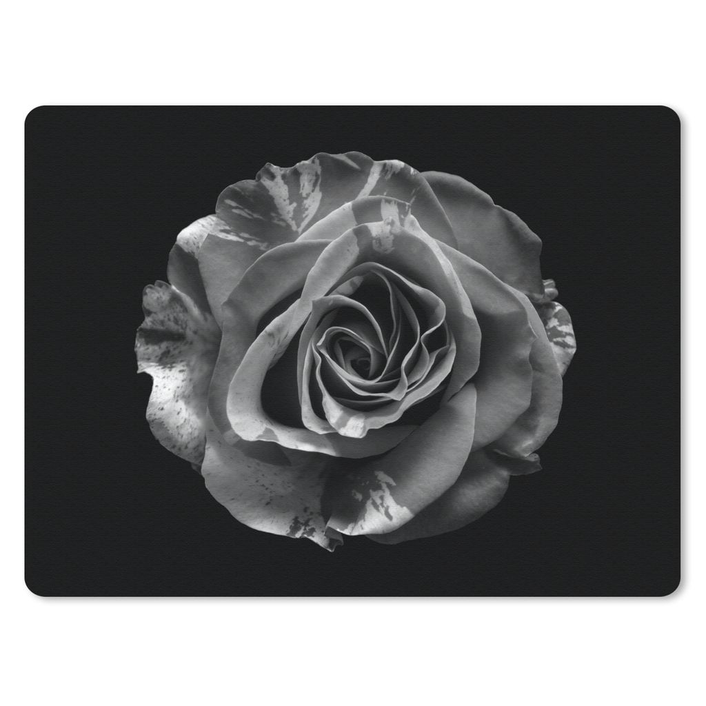 MuchoWow Mauspad Mousepad Blumen - Rose - Schwarz - Weiß - Botanisch 23x19 cm - Mousepads - Maus Mat - Pad - Mausunterlage - Schreibtischunterla...