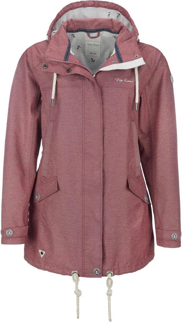 Dry Fashion Damen Funktionsmantel Bansin - Regen-Mantel Funktionsjacke Regenjacke wasserdicht winddicht in Dunkle Beere Melange Größe 40