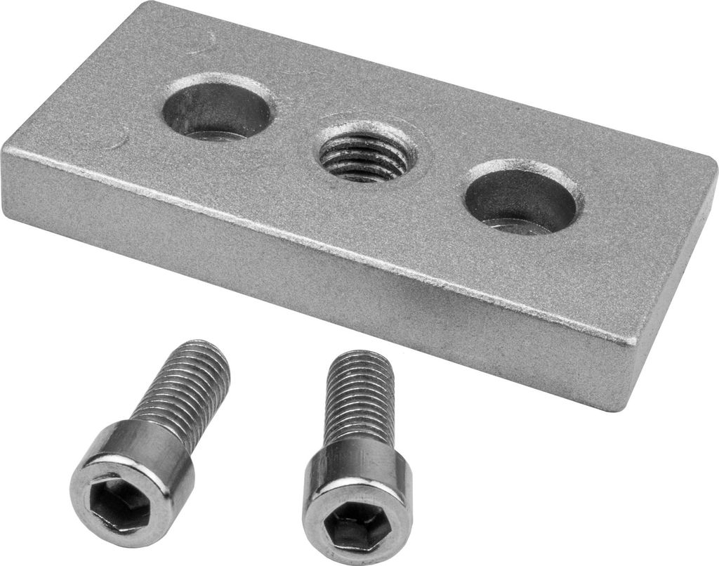 KLAK 40/80 - Adapter- & Fußplatte Aluprofil 4080, silbergrau – M12 ohne Stellfuß