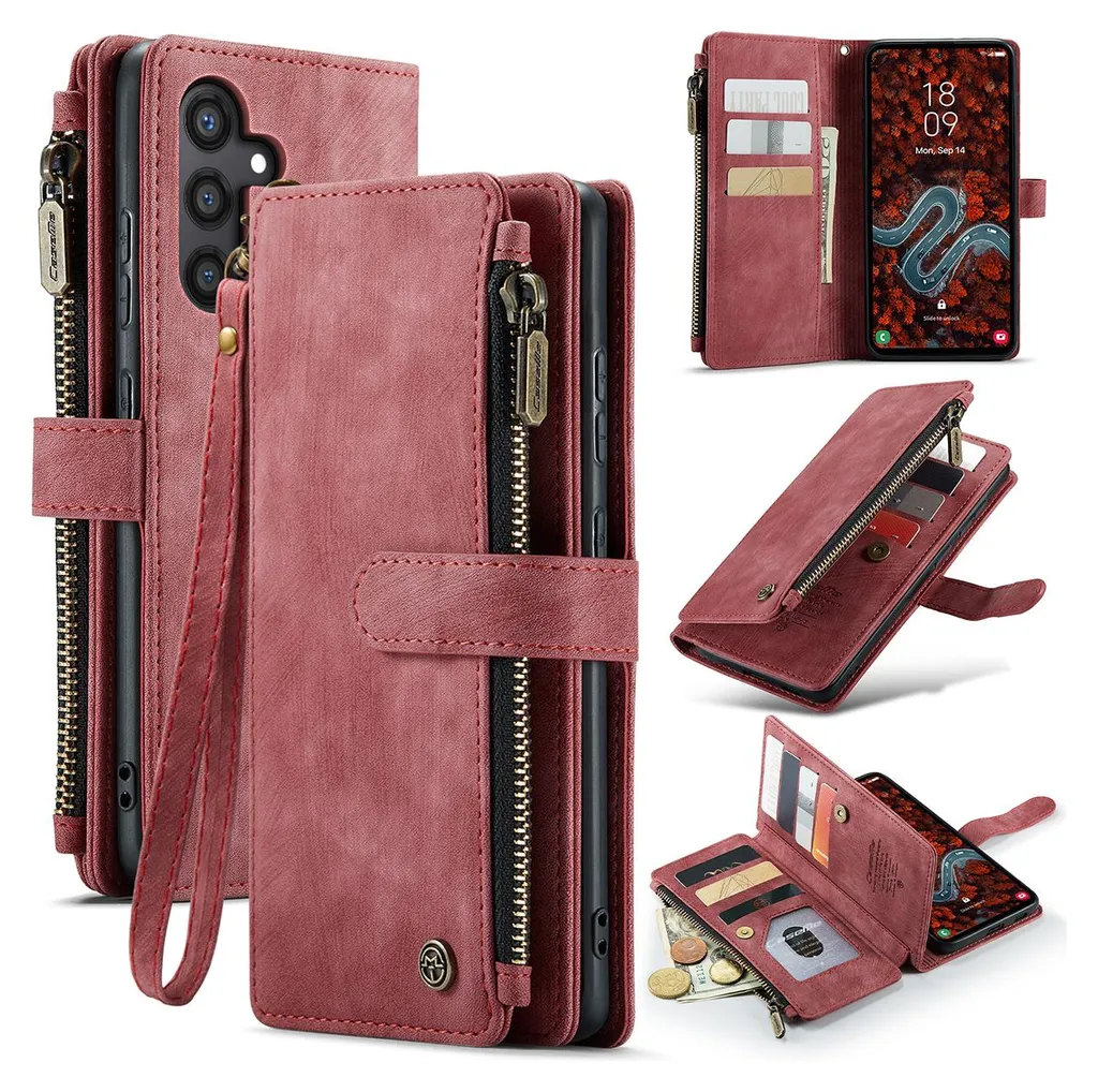 Custodia Luxury per Samsung S24+ Rosso: Portafoglio e Supporto - 1