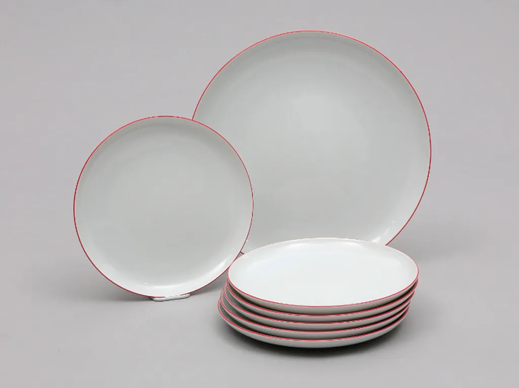 Service à gâteaux Thun 1794 Tom Ligne Rouge - Ensemble 7 pièces porcelaine