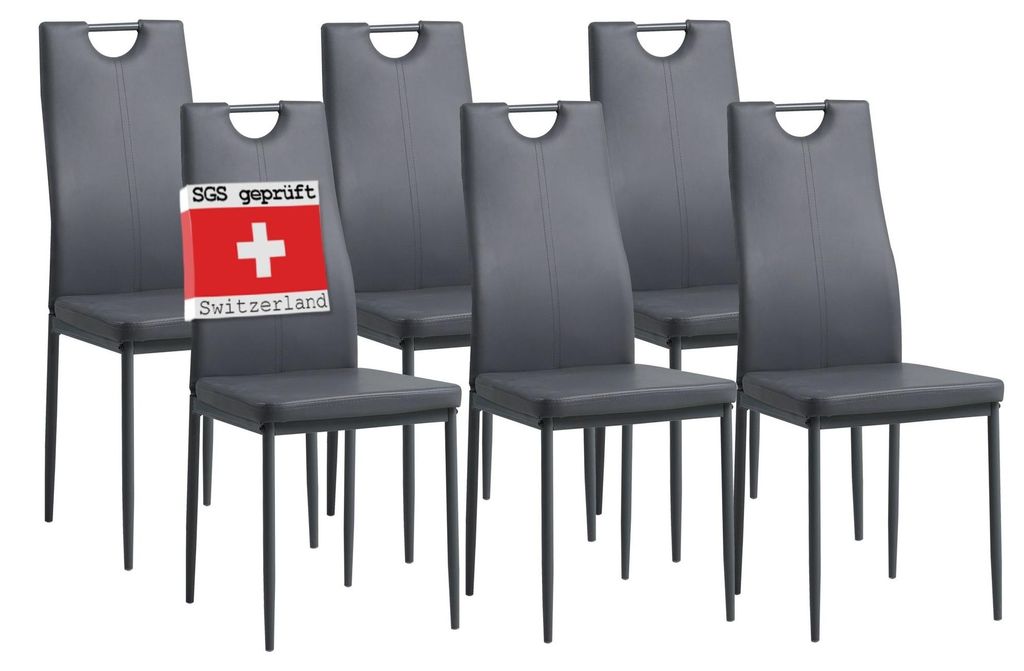 Albatros Esszimmerstühle SALERNO 6er Set, Grau - Edles Produktbild 