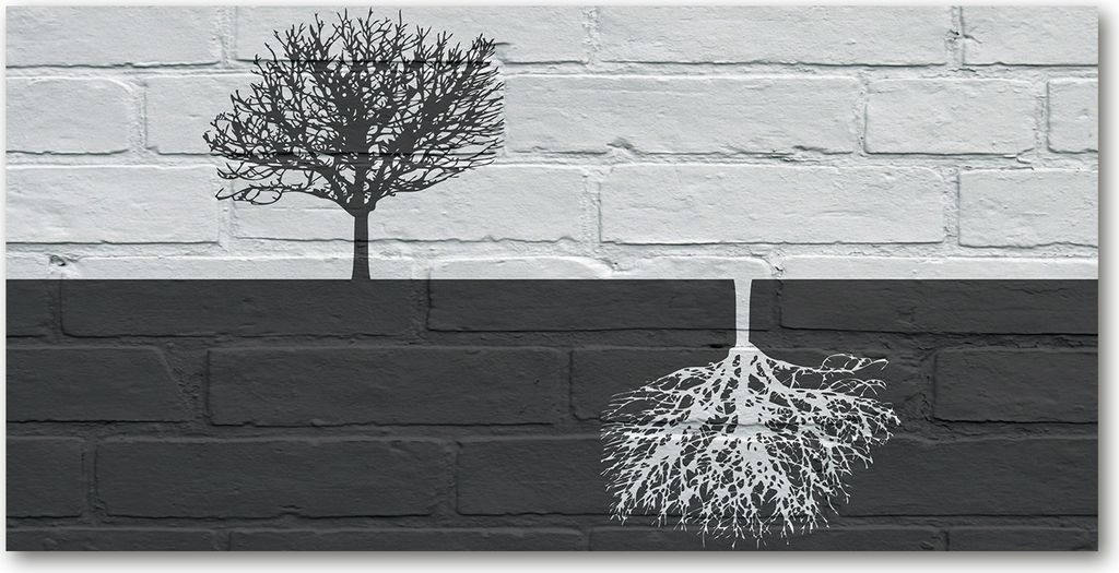 Tulup Glas-Bild -140x70- Wandkunst Dekorative Wand für Küche & Wohnzimmer - Kunst: modern & klassisch - Bäume an der Wand - Grau