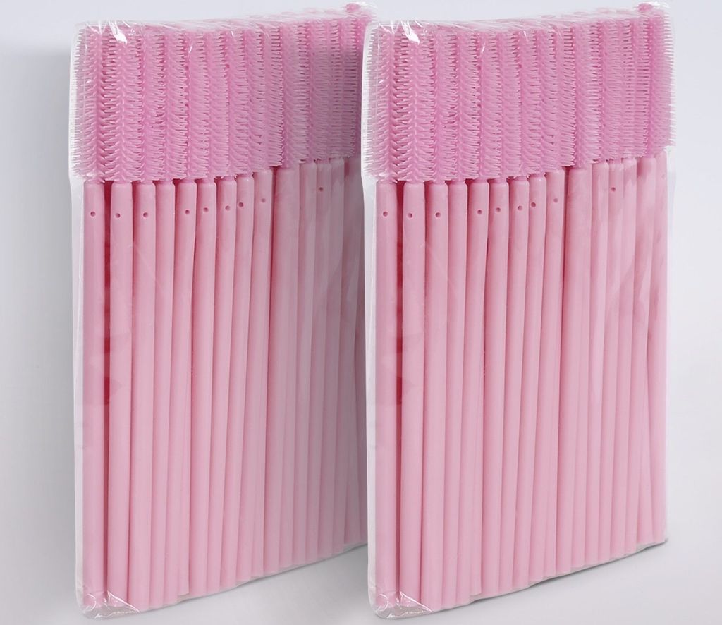 Wimpernverlängerung Wimpernbürste Wimpernbürstchen Mascara Bürste Silikon Pink, 100 Stück