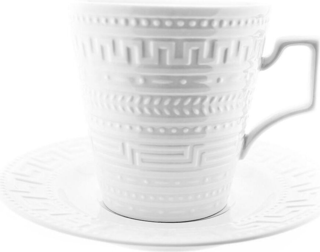 Almina 6 Personen Kaffee-Tassen-Set - Weiße Tassen 200ml - 12 Teile Gemustert