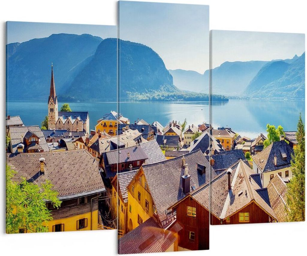 Bild auf Leinwand - Leinwandbild - Berge See Wasser - 130x100cm - Wand Bild - Wanddeko - Leinwanddruck - Bilder - Kunstdruck - Wanddekoration - Lei...