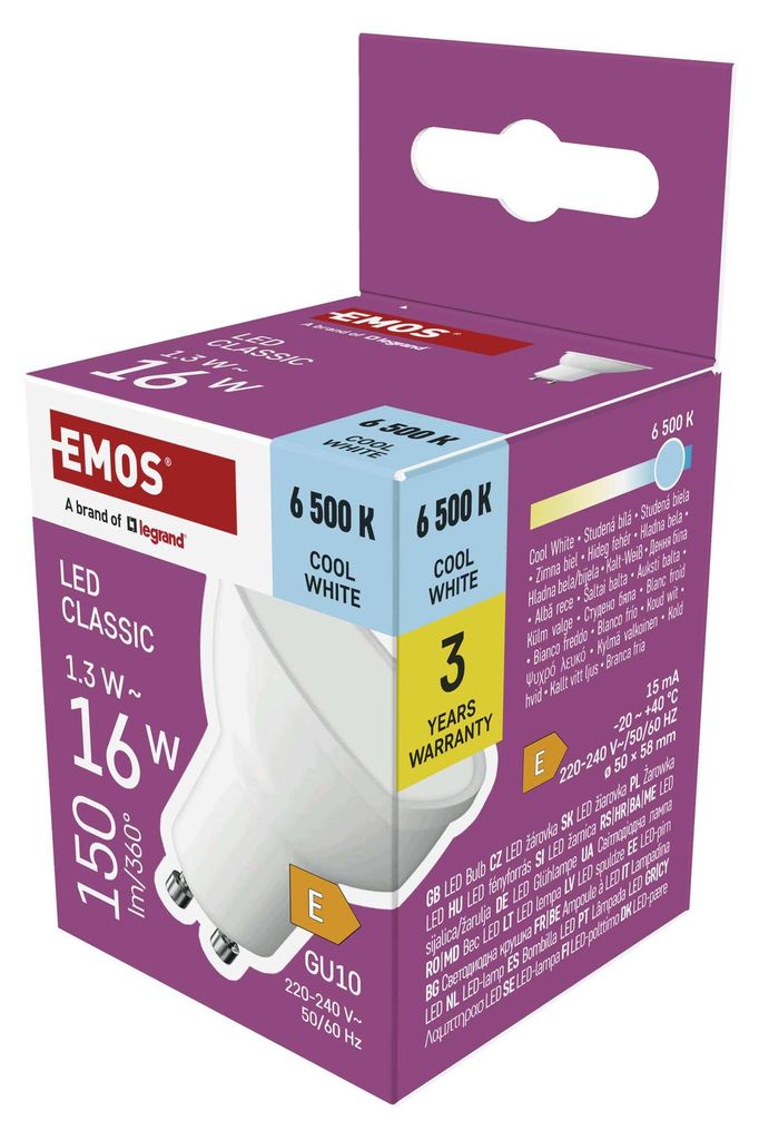 LED Lampe Classic MR16 Weiß/ GU10 / 1,3 W (16 W) / 150 lm / Kalt-Weiß