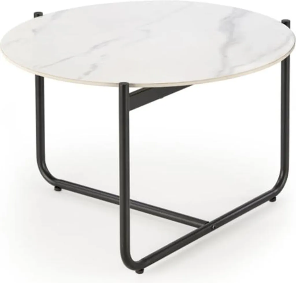 Table basse ACUNA marbre blanc et métal noir - Design chic 110x60 cm
