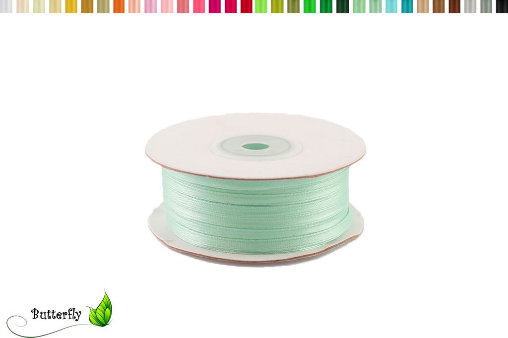 Satinband 3mm x 91m Rolle, Farbe:064 hell türkis