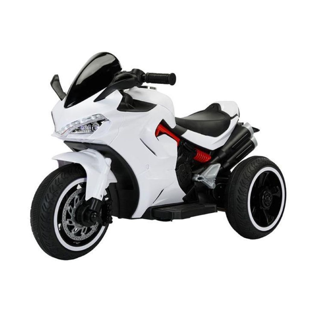 BoGi Elektro-Kindermotorrad 12V, 3-Rad, mit Sound & Licht Weiß