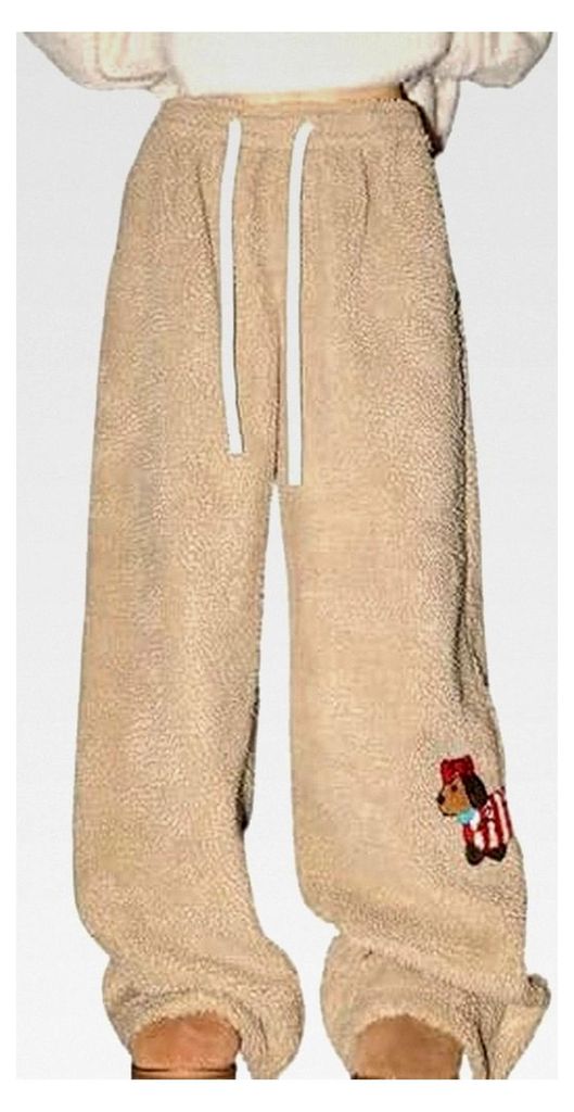 Damen Winterhose Teddyhose Fleecehose Warm Plüsch Jogginghose Lang Pyjamahose Fleece Kuschelhose Thermohose Einfarbige Yogahose Flauschig Elastisc...
