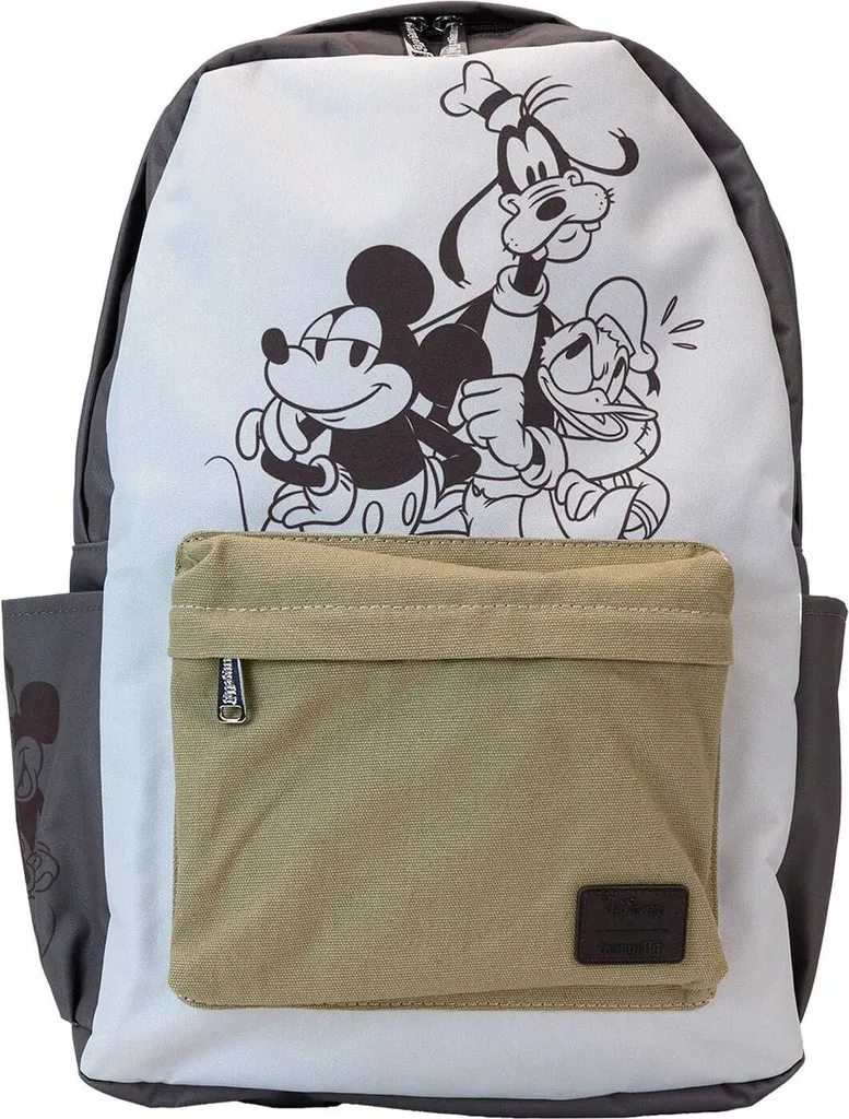 Grand Sac à Dos d'École Disney Mickey Loungefly en Nylon Noir et Blanc
