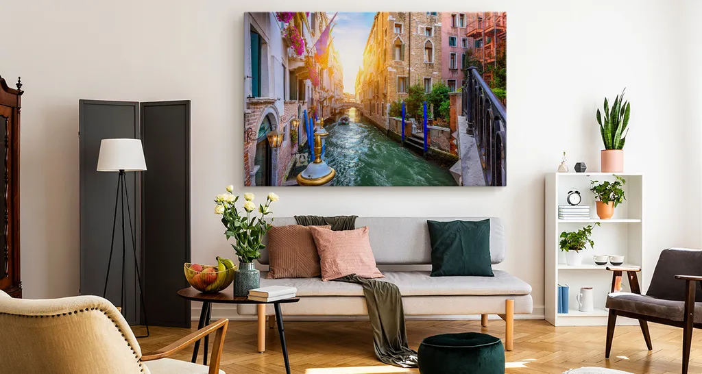 Favolosa Tela Venezia 70x50 cm XXL - Quadro Artistico Barca Sole - 2