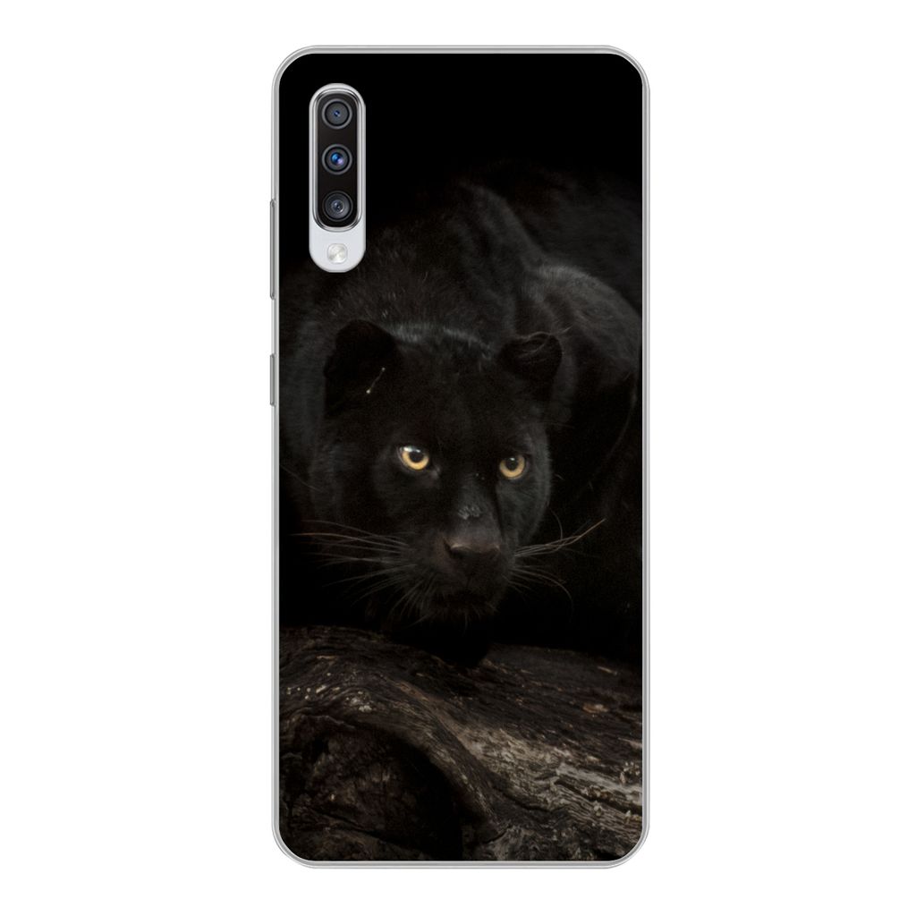 MuchoWow Handyhülle Schutzhülle Hülle für Samsung Galaxy A70 Panther - Wald - Augen Silikon Softcase Handy Hülle - Schutzhaube