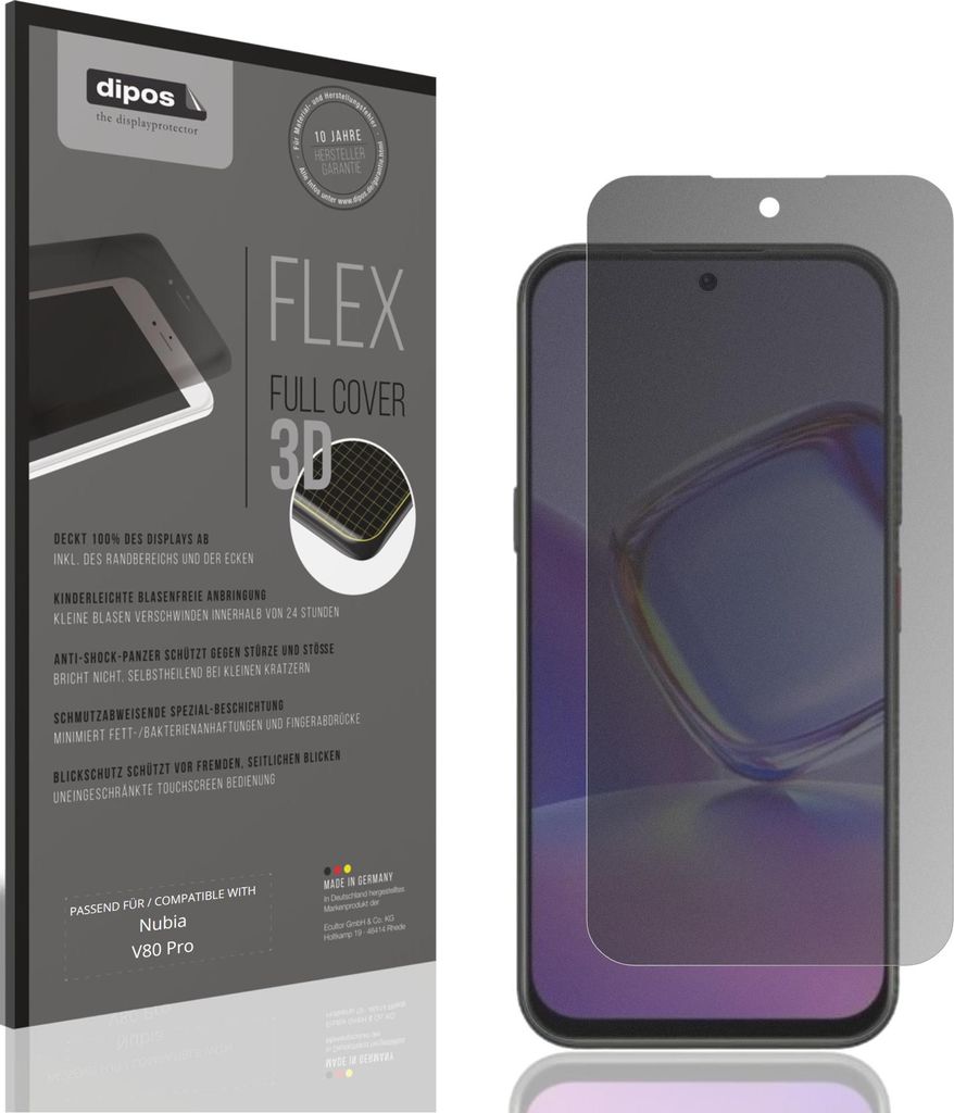 Full Cover Privacy Blickschutzfolie für Nubia V80 Pro Folie Anti-Shock