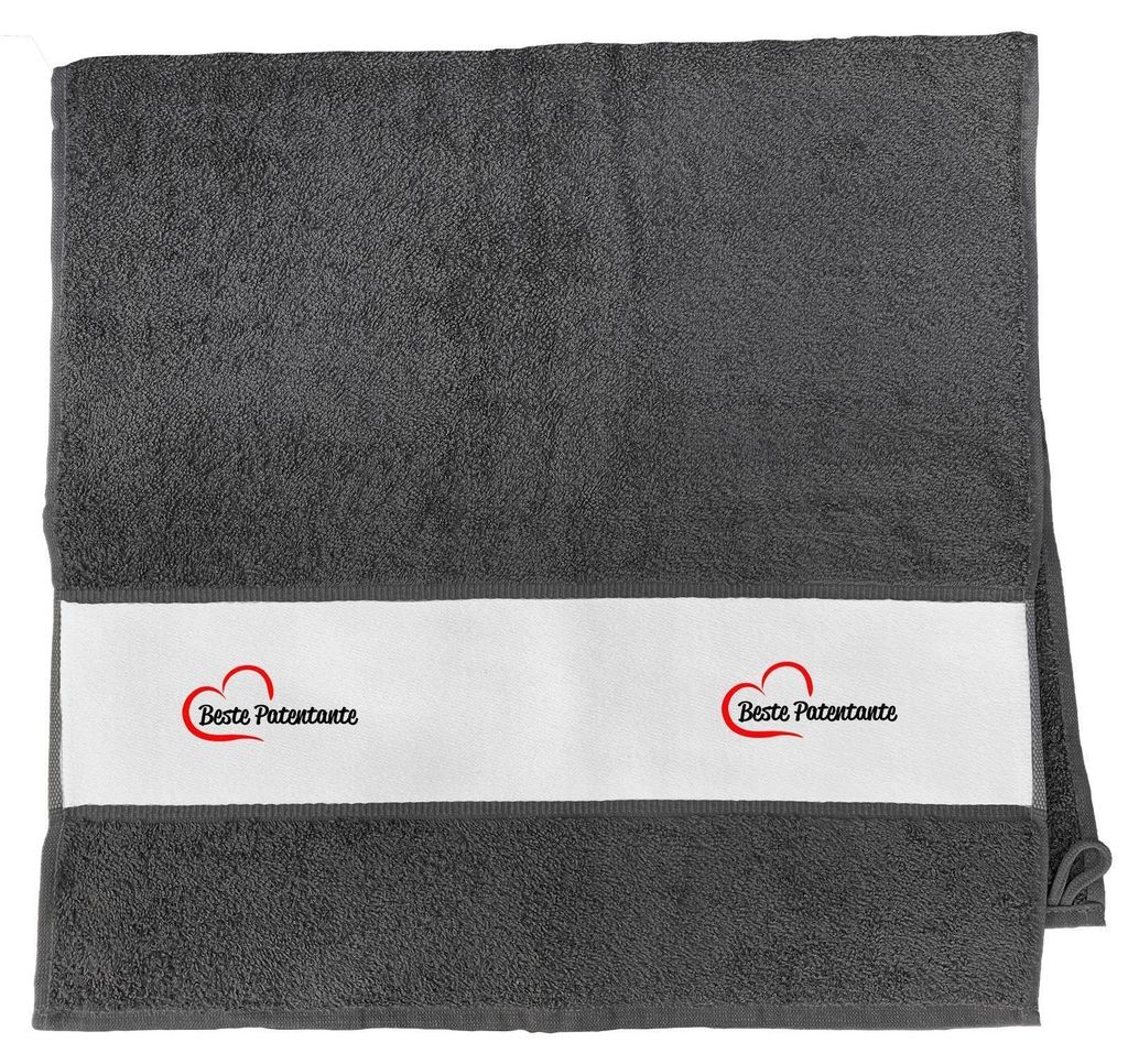 Huuraa Handtuch Beste Patentante Herz 50x100cm Graphite Baumwolle Handtuch Geschenkidee