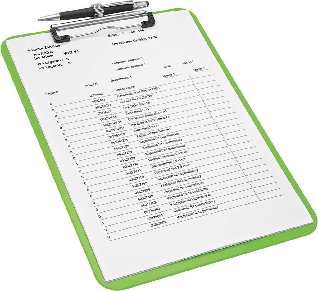 Klemmbrett A4 Kunststoff mit Stiftehalter hellgrün Packung mit 12 Stück