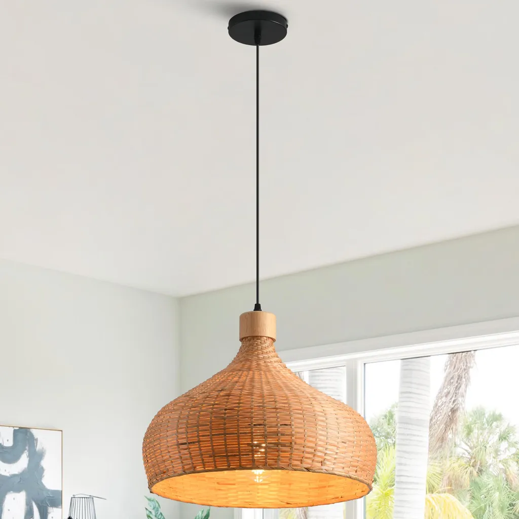 Abat-jour naturel Parrot Uncle en disques de bambou durable Ø45cm E27