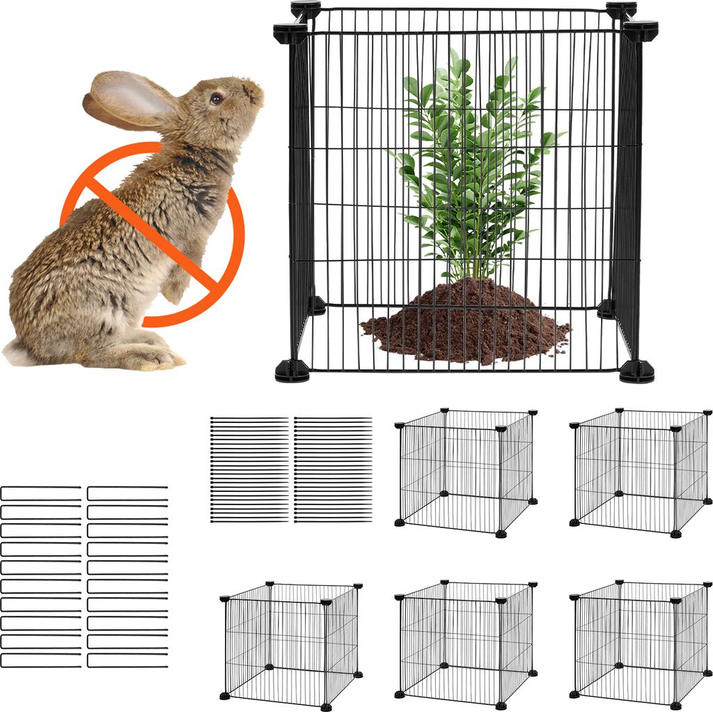 SucceBuy 5er-Pack Pflanzenschutz, 15,35"x15,35" Hühnerdrahtkäfige, Außenzäune für Blumen, Gemüse, hält Tiere fern, Metallgeflecht